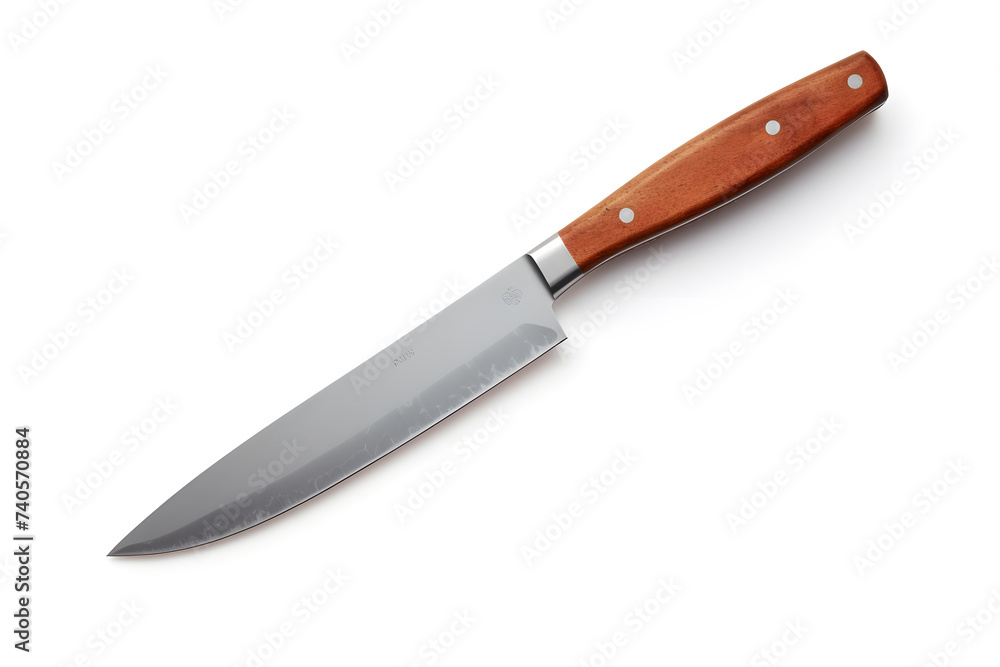Kitchen knife stainless steel with wooden handle isolated on white background Kitchen knife stainless steel with wooden handle isolated on white background