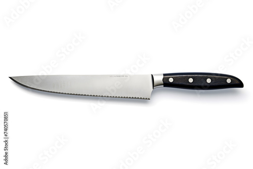 Kitchen knife stainless steel with black handle isolated on white background