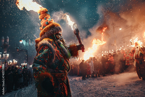 photo of Maslenitsa - burning of effigies, symbolizing the long-awaited onset of spring. The burning of the effigy was accompanied by round dances, songs and dances.