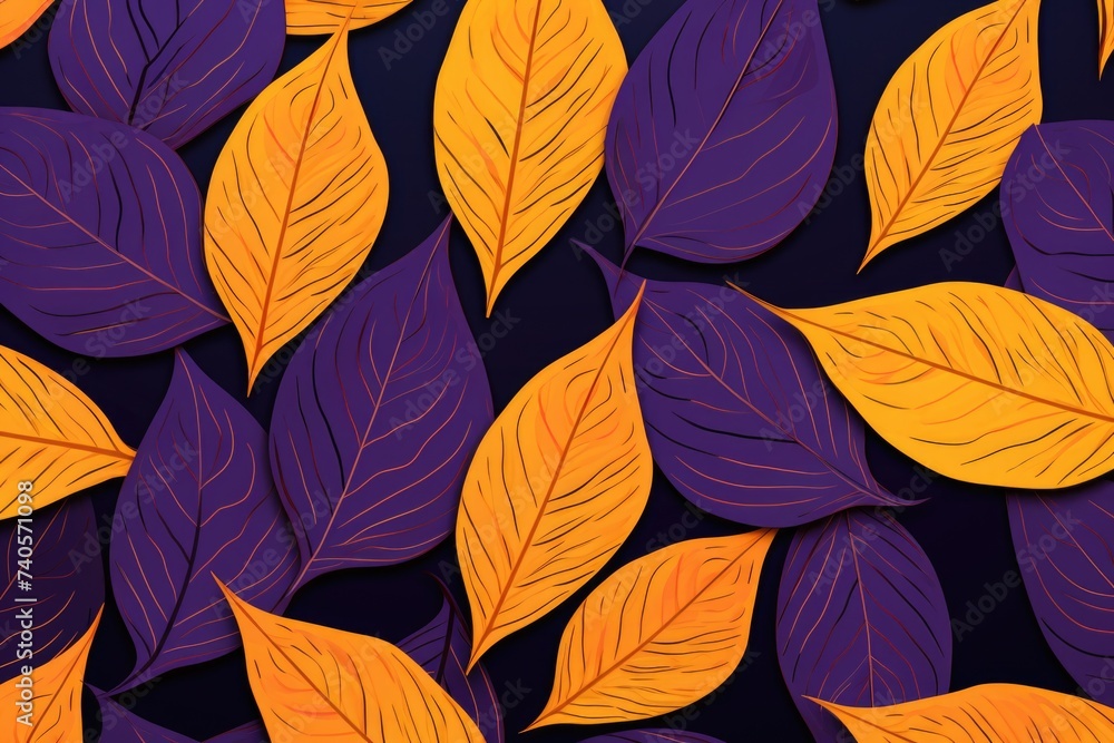 Colorful autumn leaves on a dark backdrop, suitable for fall-themed designs