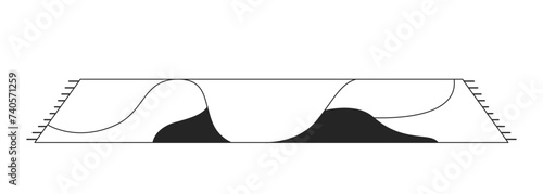Carpet soft black and white 2D line cartoon object. Floor mat isolated vector outline item. Cozy doormat. Home floor covering. Living room interior accessory monochromatic flat spot illustration
