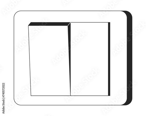 Light switch on off black and white 2D line cartoon object. Household equipment isolated vector outline item. Conserve indoors. Switchplate technology toggle monochromatic flat spot illustration