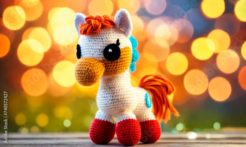 Wallpaper Mural Crochet toy handicraft homemade threads. Selective focus. Torontodigital.ca