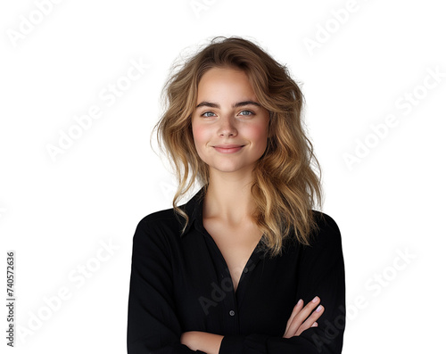 Young Woman with Folded Arms on a transparent background.