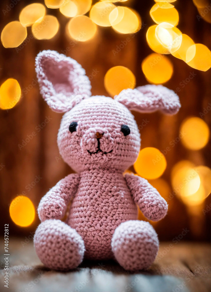 Fototapeta premium Crochet toy handicraft homemade threads. Selective focus.
