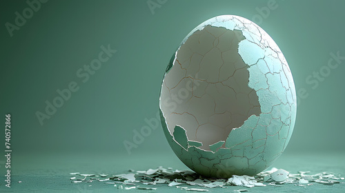 Cracked Egg Artistry: A Detailed Visual Journey of a Fragile Eggshell Breaking, Unleashing Art in Subtle Hues and Textures, Capturing the Essence of Transience