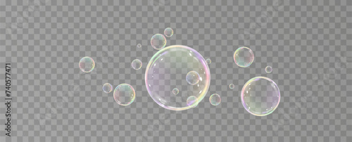 Realistic soap bubbles.Flying bubbles on a transparent background.	