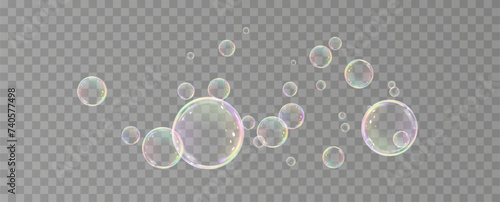 Realistic soap bubbles.Flying bubbles on a transparent background.	