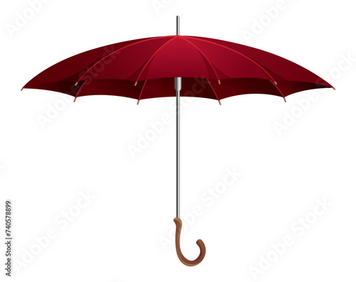 Umbrella. Parasol side view. Hand-held rain, sun or windbreak protection. Vector illustration isolated on white background