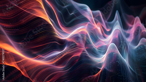 Wallpaper Mural Colorful background with abstract shape glowing in ultraviolet spectrum, curvy neon lines, futuristic energy concept Torontodigital.ca