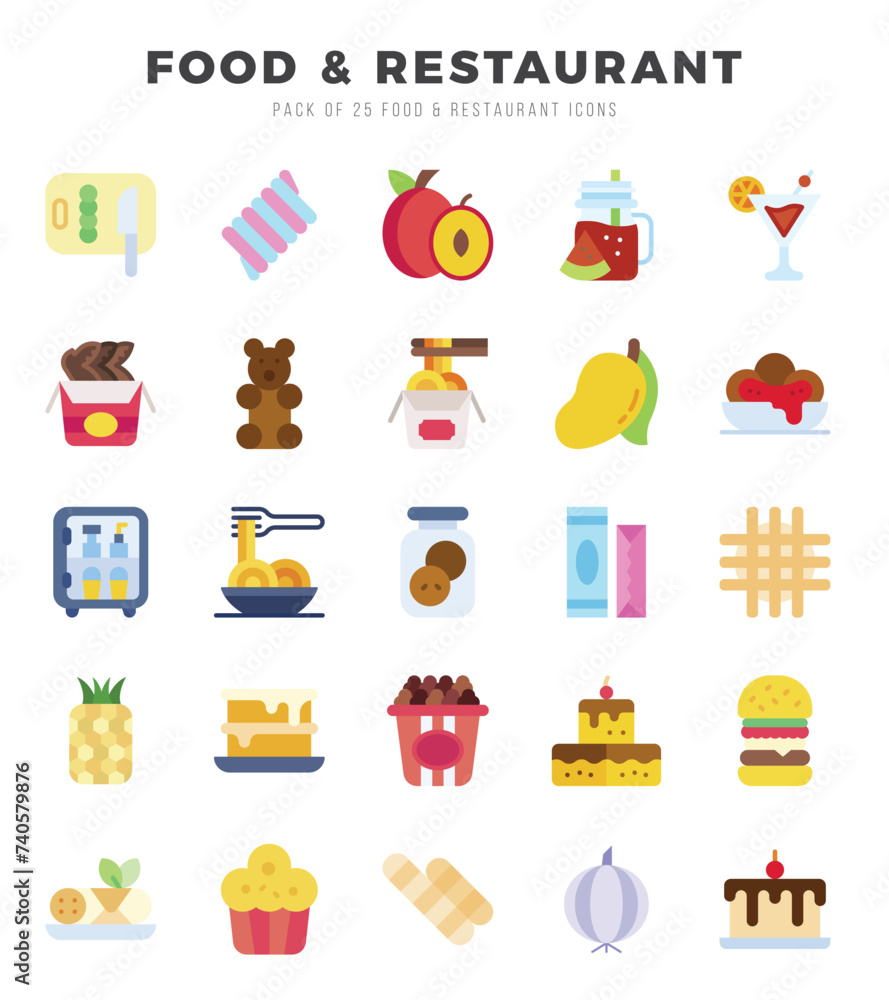 Simple Set of Food and Restaurant Related Vector Flat Icons.