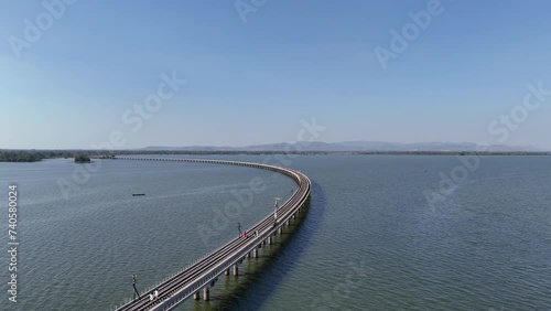 Wallpaper Mural Drone footage aerial view of scenic landscape of Floating Train at Pa Sak Jolasid Dam. Lopburi Thailand.mov Torontodigital.ca