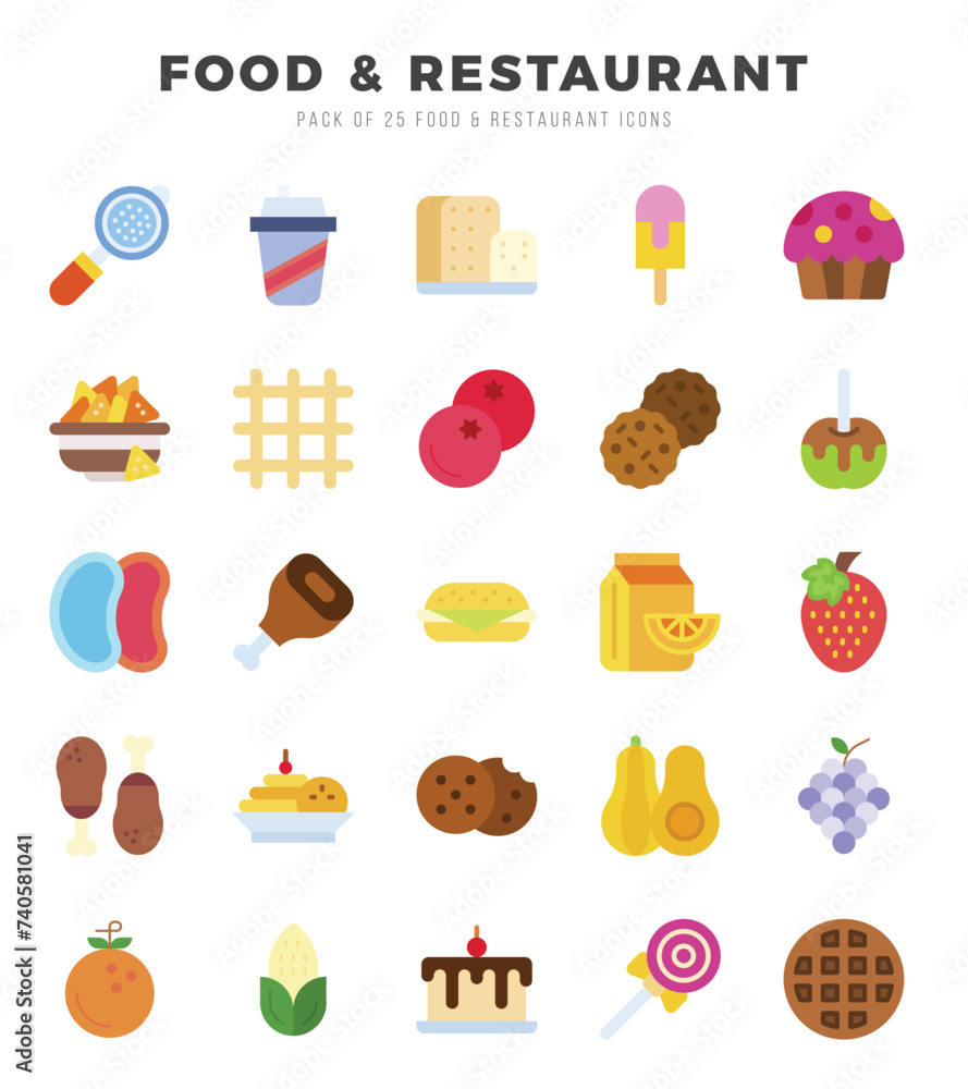 Set of Flat Food and Restaurant Icons. Flat art icon. Vector illustration Set of Flat Food and Restaurant Icons. Flat art icon. Vector illustration