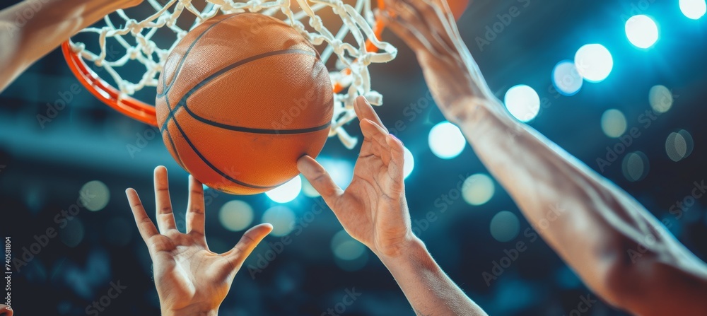 Intense basketball player determined to score layup with focused expression in close up view