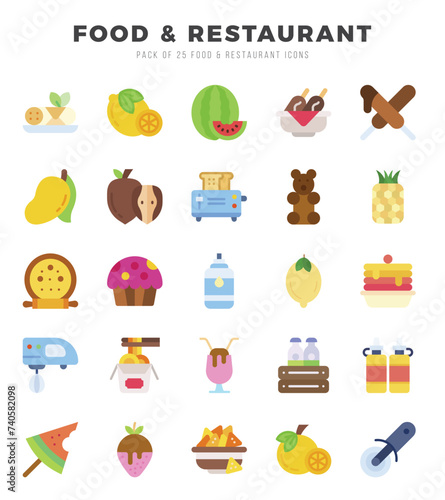 Set of Flat Food and Restaurant Icons. Flat art icon. Vector illustration