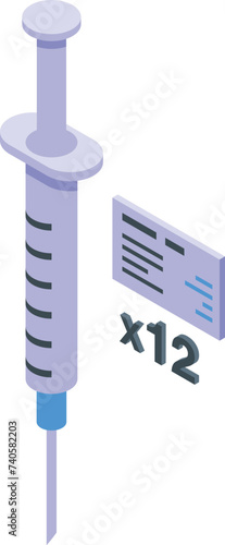 Treatment history injection icon isometric vector. Person document. Test case