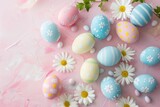 Happy Easter Eggs Basket Cobalt blue. Bunny hopping in flower red onion decoration. Adorable hare 3d heartfelt sentiment rabbit illustration. Holy week easter festive hunt Cheerful card orange spice