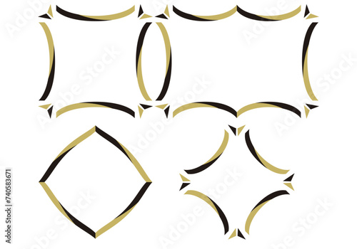 Hoja de iconos de marcos de lazos azul y dorado.