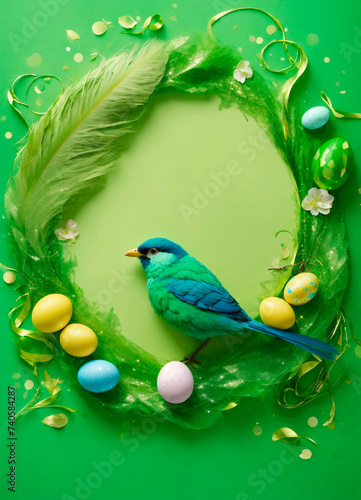 beautiful easter background with feathers. Selective focus. © Erik