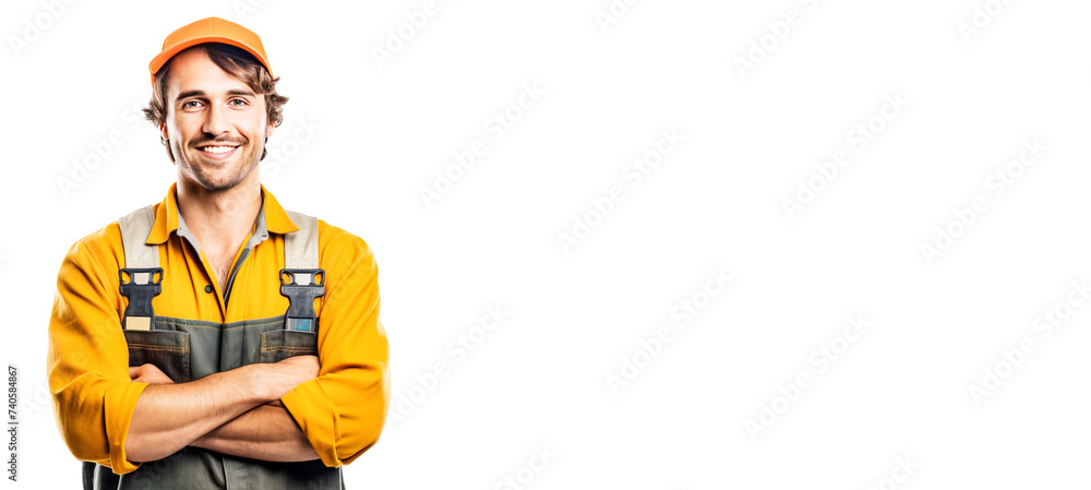 Close up of male car mechanic smiling, successful service, white background isolate. Close up of male car mechanic smiling, successful service, white background isolate.