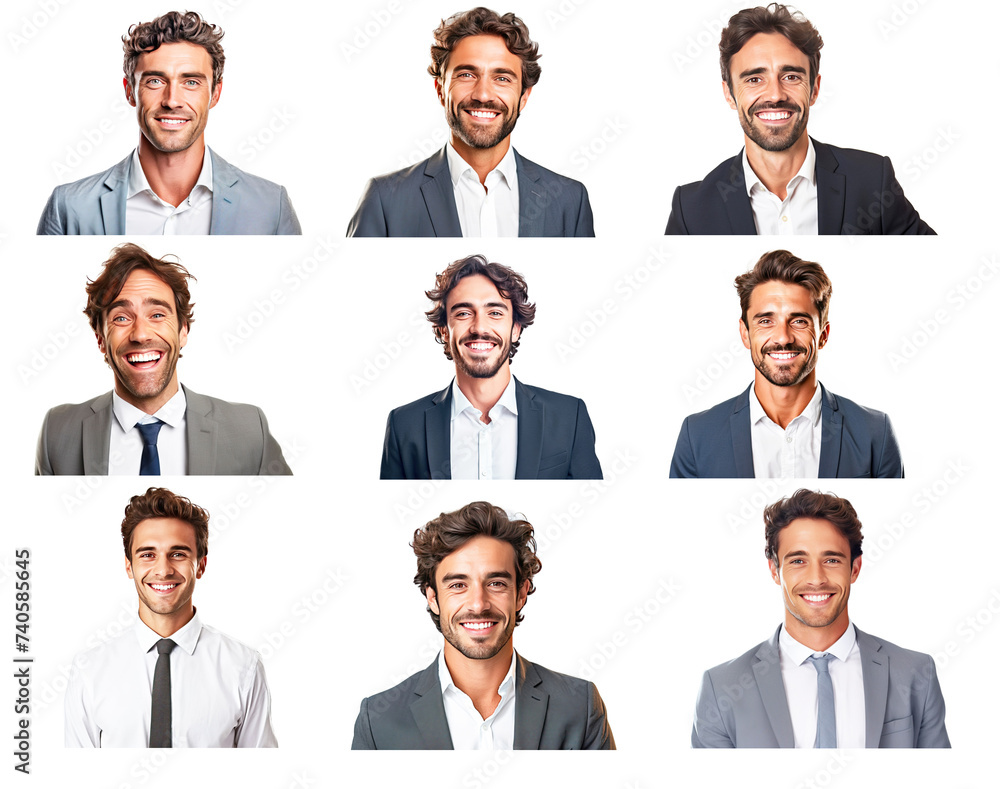 set of male confident businessman, white background isolate. Successful professional in suit, tie, entrepreneur. set of male confident businessman, white background isolate. Successful professional in suit, tie, entrepreneur.