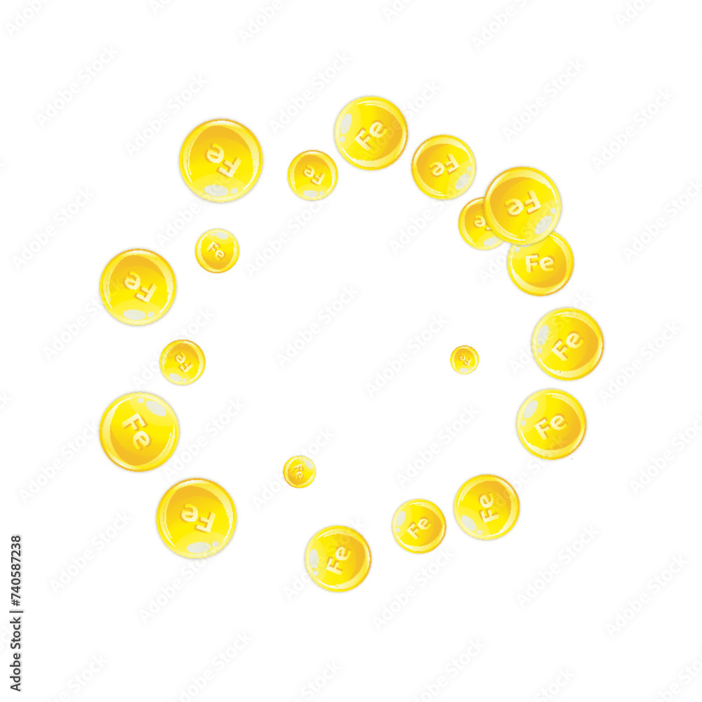 Ferritin round droplets scattered randomly. Ferritin round droplets scattered randomly.