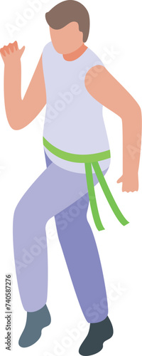 Sport capoeira icon isometric vector. Beauty belt culture. Drum person