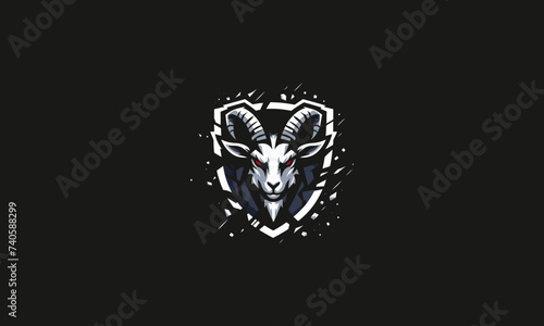 head goat with shield vector logo design
