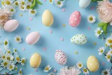 Happy Easter Eggs Basket succulents. Bunny hopping in flower Christianity decoration. Adorable hare 3d garnet rabbit illustration. Holy week easter festive hunt Handwritten sentiment card text field