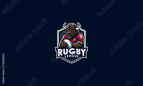 logo design of bull rugby league vector flat design template