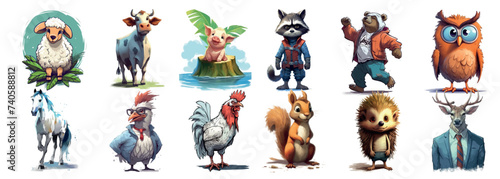 Whimsical Collection of Artistic Animal Characters: From Domestic Farm to Wild Forest, Each Showcasing Unique © Zaleman