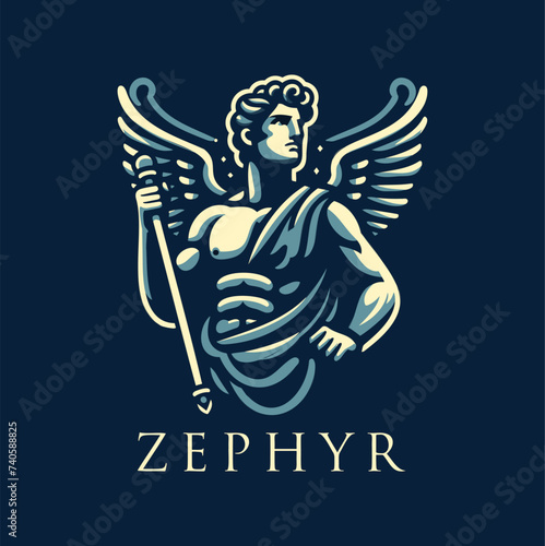 Zephyr God of West Wind with Wings. photo
