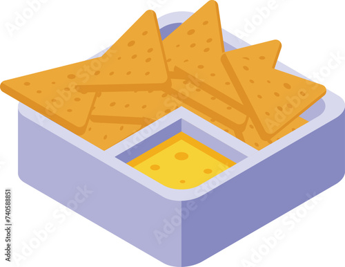 Restaurant nachos icon isometric vector. Food pot plate. Snack baked