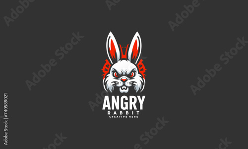 logo design of angry rabbit vector illustration flat design