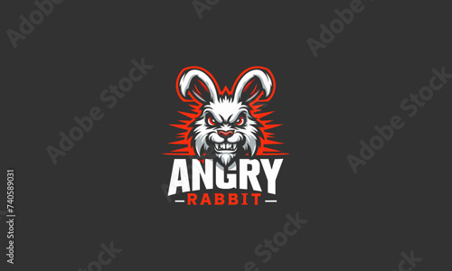 logo design of angry rabbit vector illustration flat design