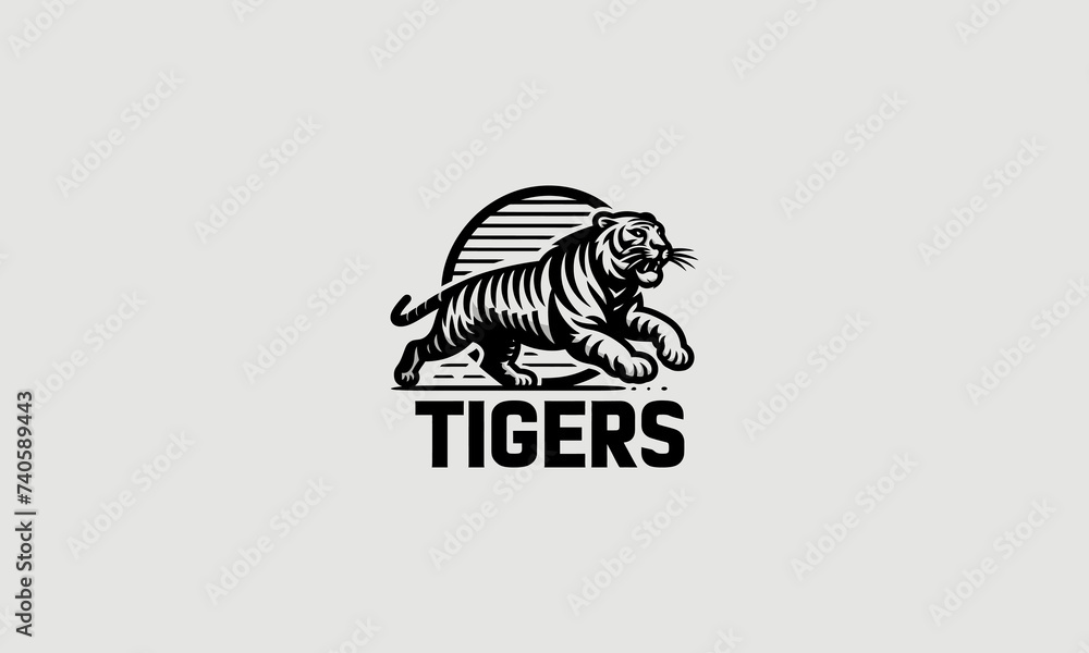 tiger running vector illustration outline art design tiger running vector illustration outline art design