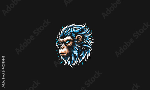 head monkey angry view side vector flat design