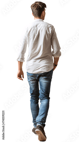 Casual Man Walking Away, Isolated on Transparent Background