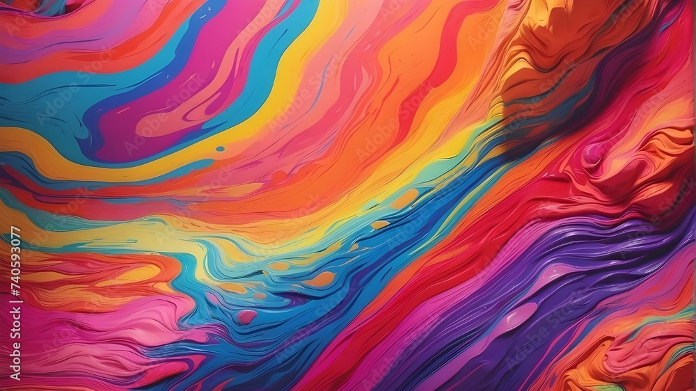 a psychedelic aesthetic featuring patterns in rainbow colors and a vibrant liquid backdrop, Psychedelic, Aesthetic, Patterns, Rainbow, Colors, Vibrant, Liquid, Backdrop, Abstract, Art, Design, Trippy - obrazy, fototapety, plakaty 