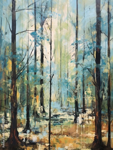 Wallpaper Mural Abstract Expressionism Forest Wall Art: Woodland Canvases Featuring Abstract Trees Torontodigital.ca