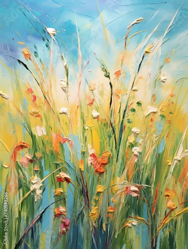 Abstract Expressionism Canvases: Expressionist Meadow Field Painting
