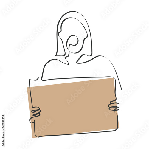 hand drawn line art vector of people holding placards. People power and protest concept. Freedom of Opinions. Raise Your voices and Address your concerns. Human Rights. Causes to fight for.