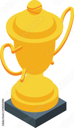 Tennis player gold cup icon isometric vector. Sport game. Play ball