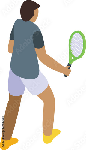 Splash tennis player icon isometric vector. Court game. Racket ball shot