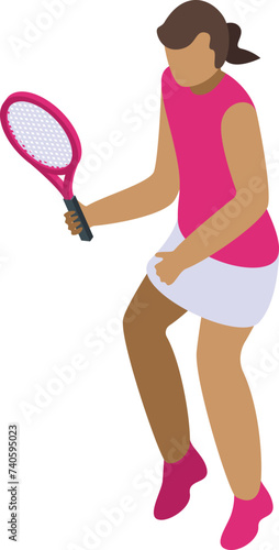 African tennis player icon isometric vector. Big play athlete. Game racket