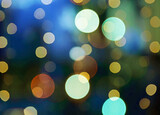 Bokeh light,  Blue bokeh lights on a blue background banner. Abstract colorful background. 
