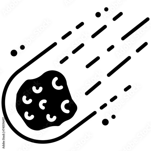 Asteroid rock glyph and line vector illustration