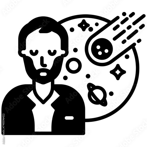 man Astrophysicist glyph and line vector illustration