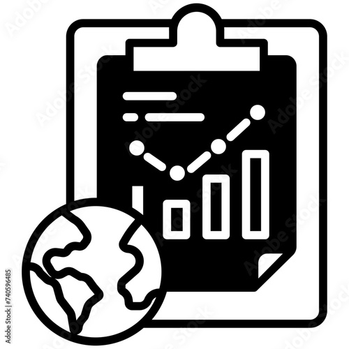 Earth Report glyph and line vector illustration