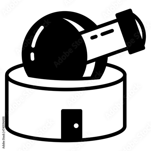 Observatory Center glyph and line vector illustration